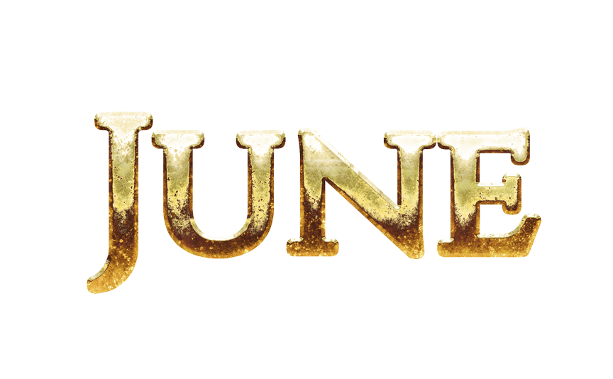 June png, word June png, June word png, June text png, June letters png, June word gold text typography PNG images transparent background